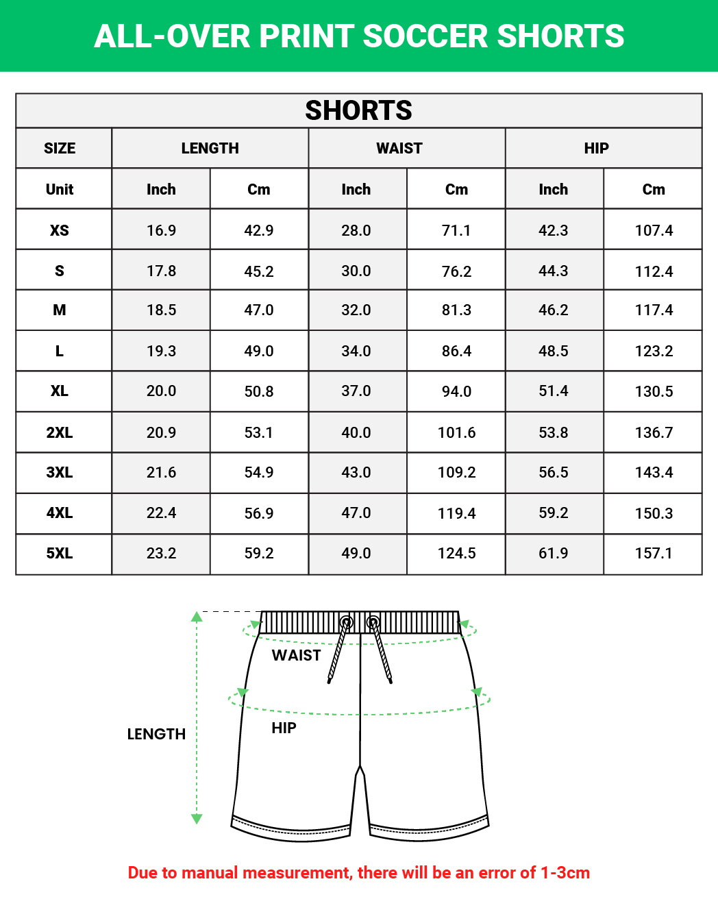 All-over Print Soccer Jersey Shorts