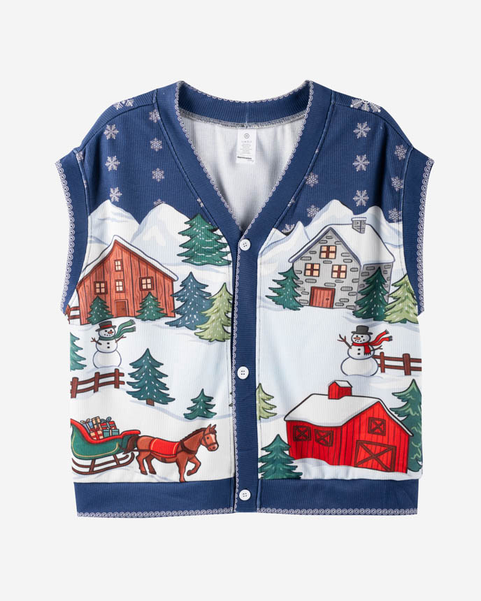 All-over Print Knitted Cardigan Vest