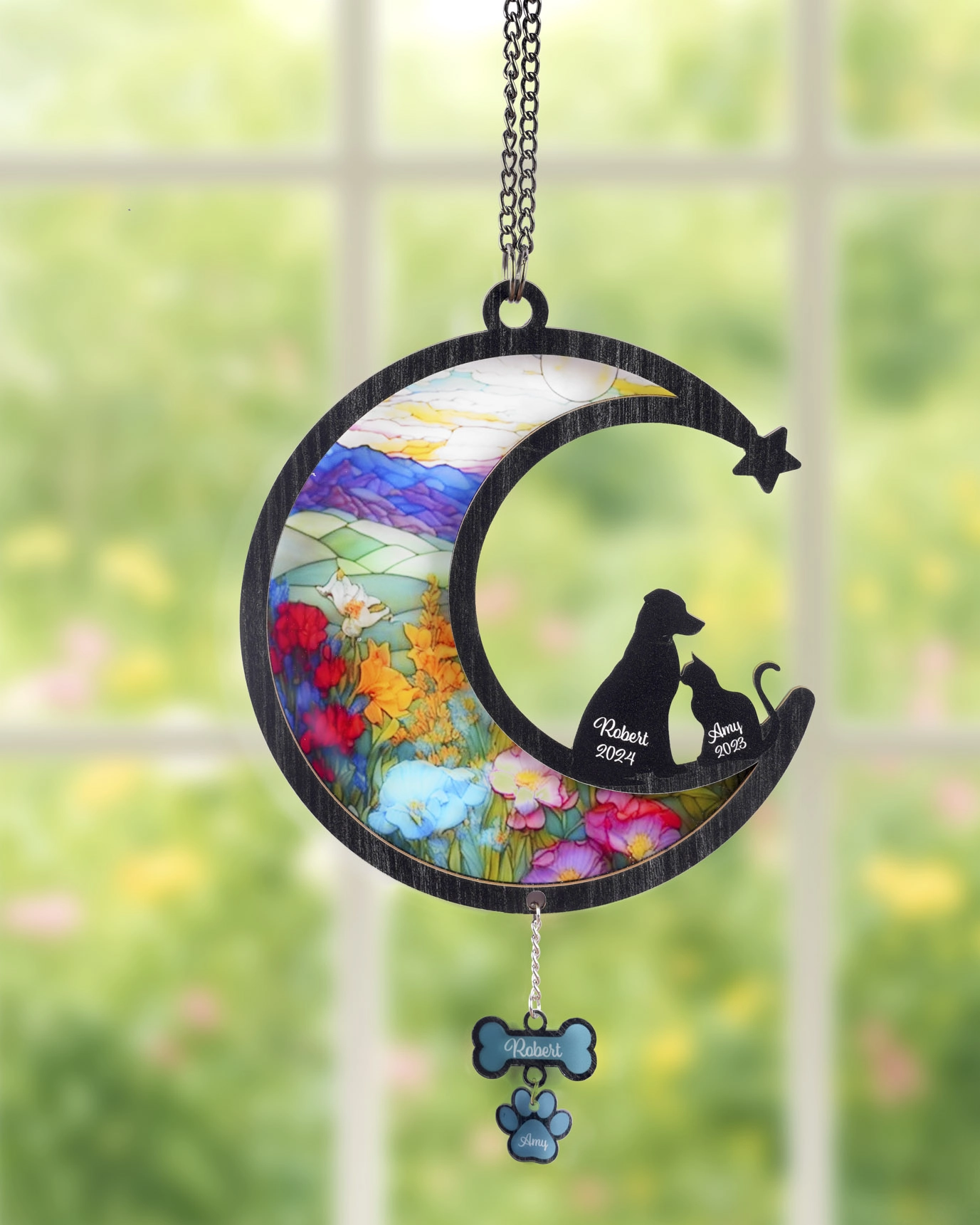 Custom Shape Suncatcher Ornament with Acrylic Pendants