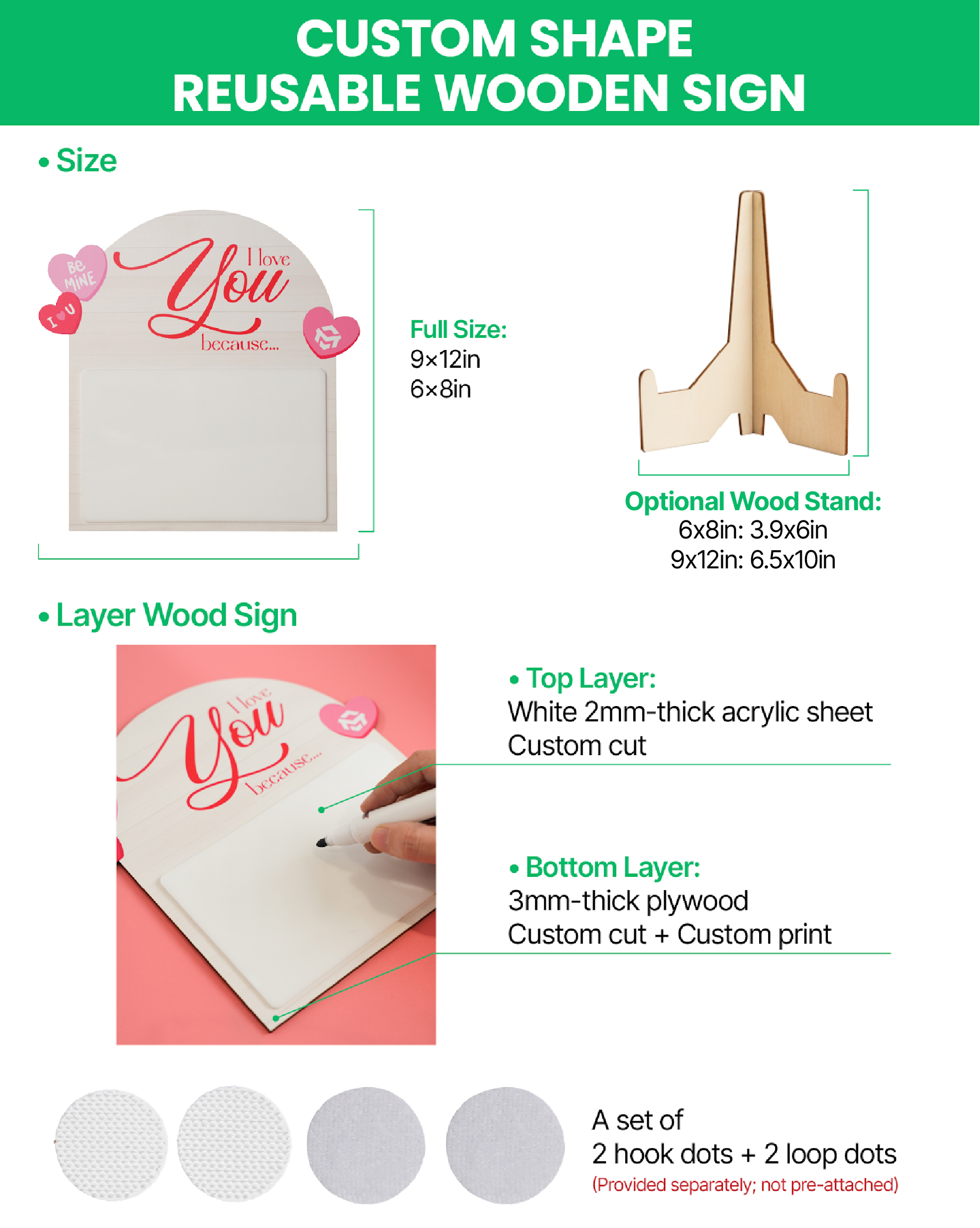 Custom Shape Reusable Wooden Sign