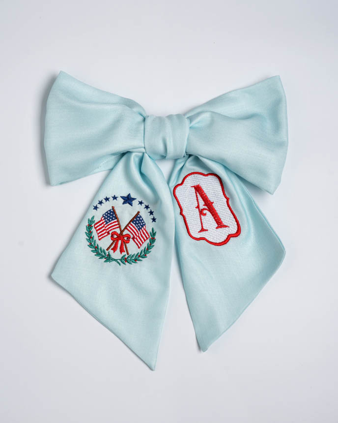 Embroidered Linen Door Wreath Sash