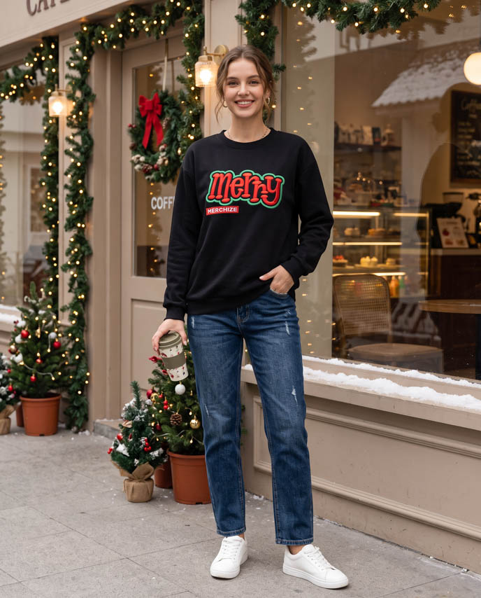 3D Puff Embroidered Lightweight Classic Unisex Sweatshirt 