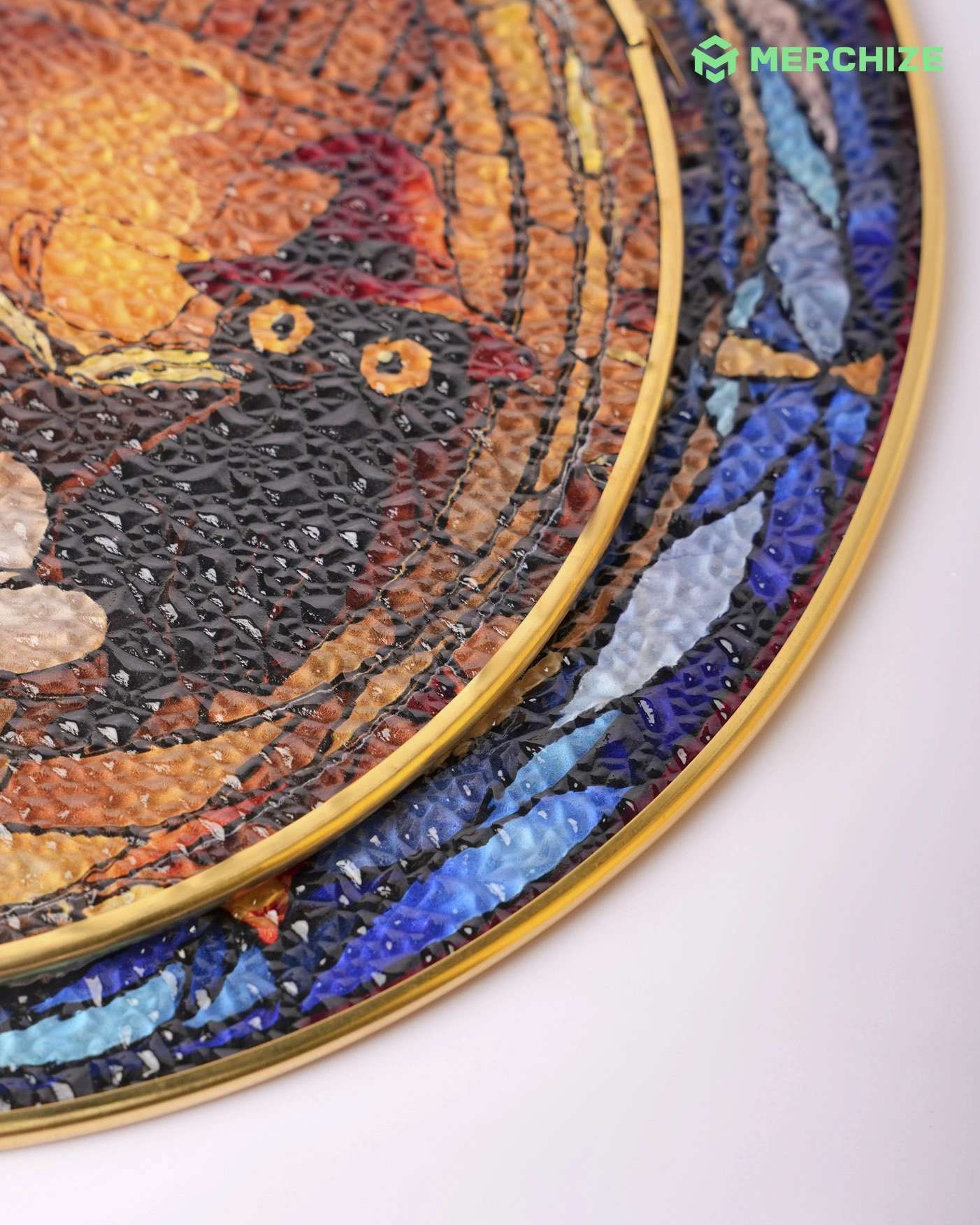 Stained Glass Suncatcher for Window Hanging (Golden Frame)
