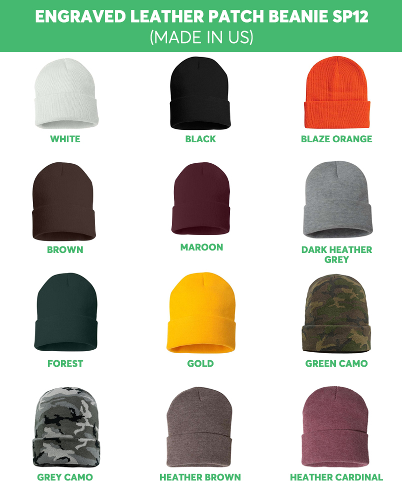 Engraved Leather Patch Beanie SP12 (Made in US) 