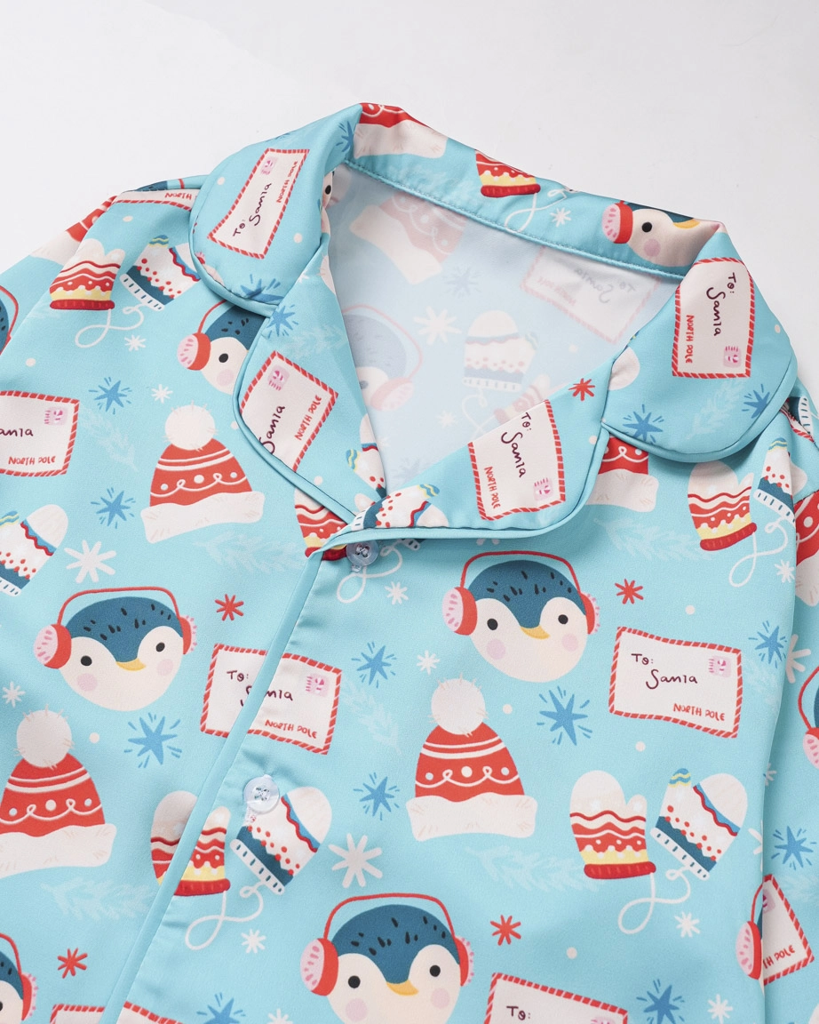 All-over Print Kid Satin Pajamas Set (No Pocket)