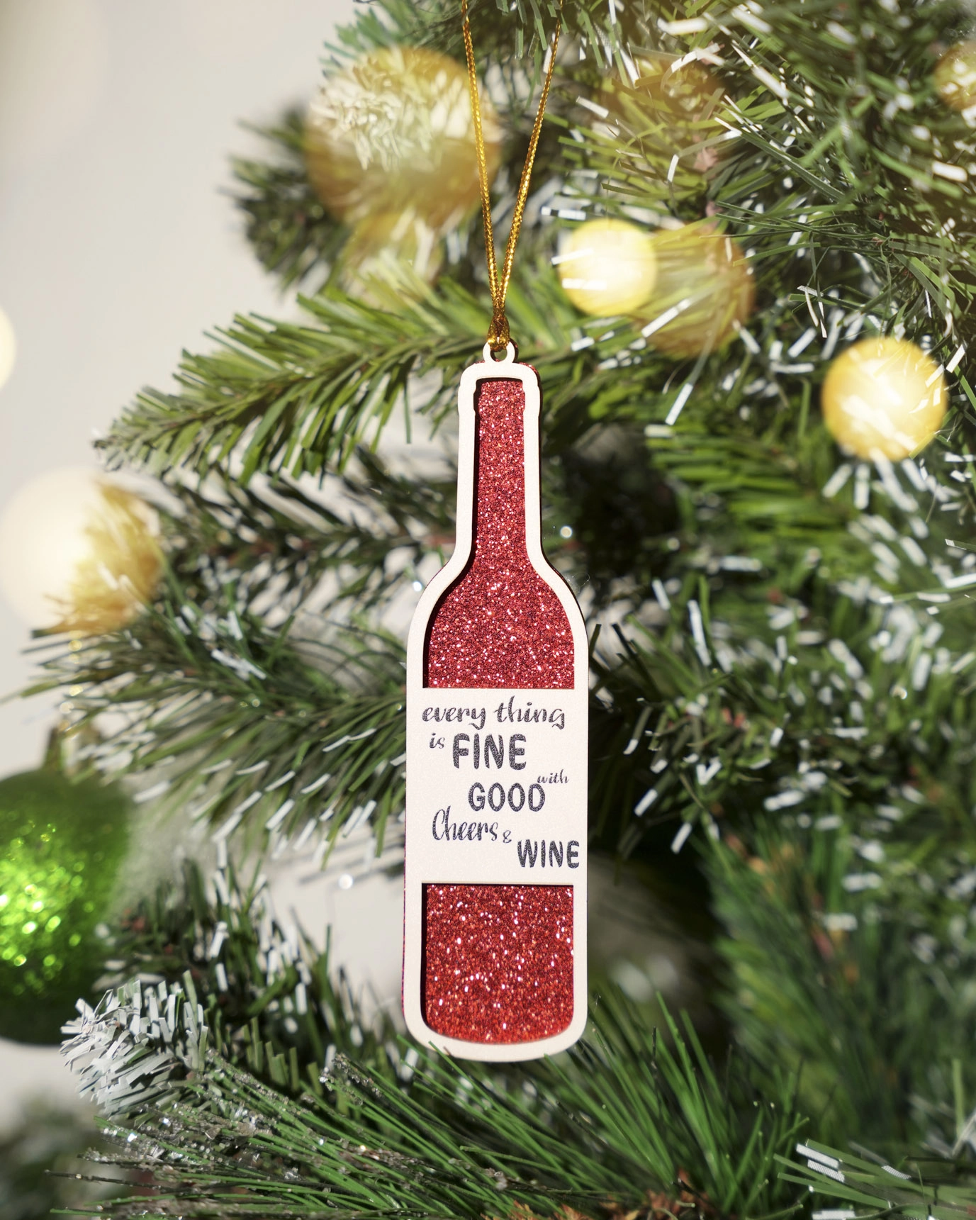 Custom Shape 2-Layer Glitter Wood Ornament