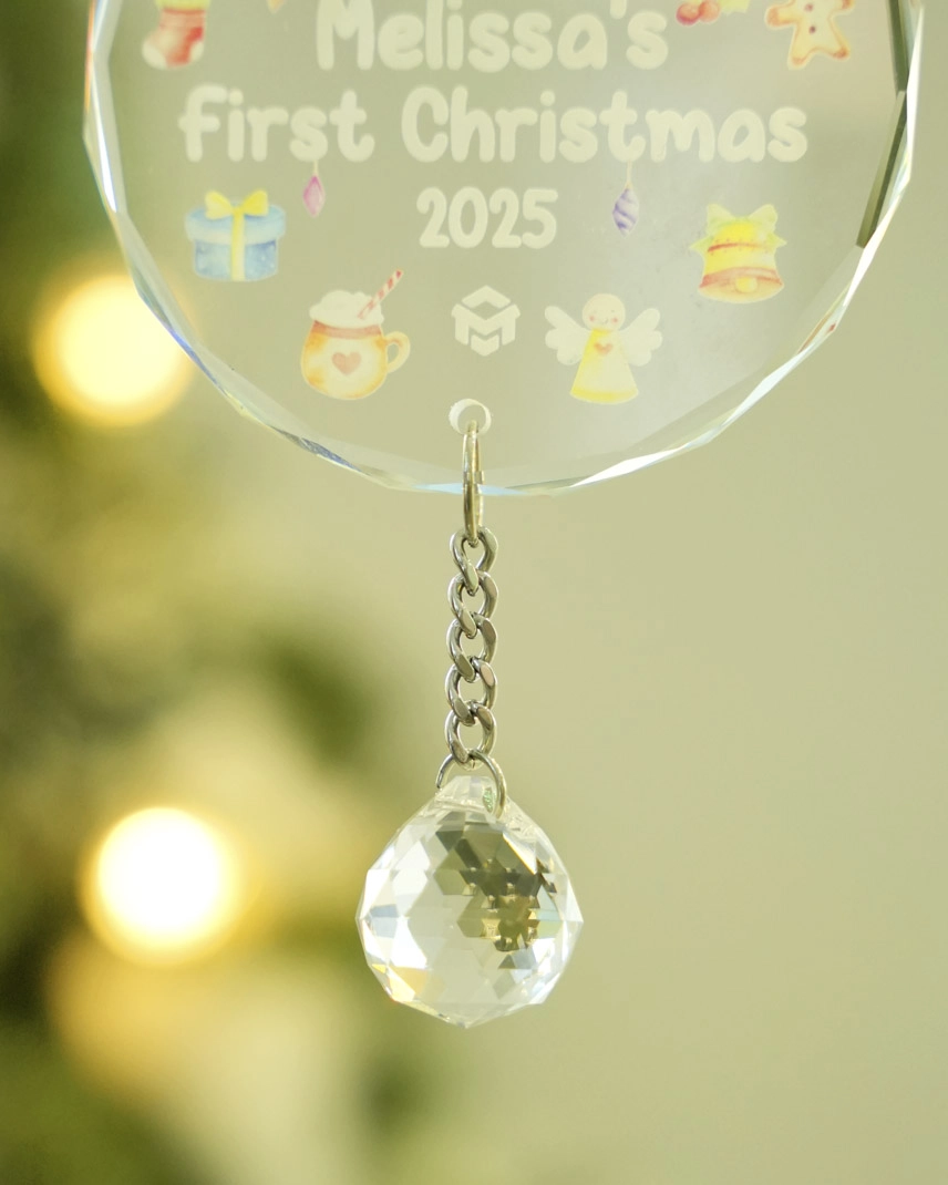 Glass Ornament With Crystal Charm