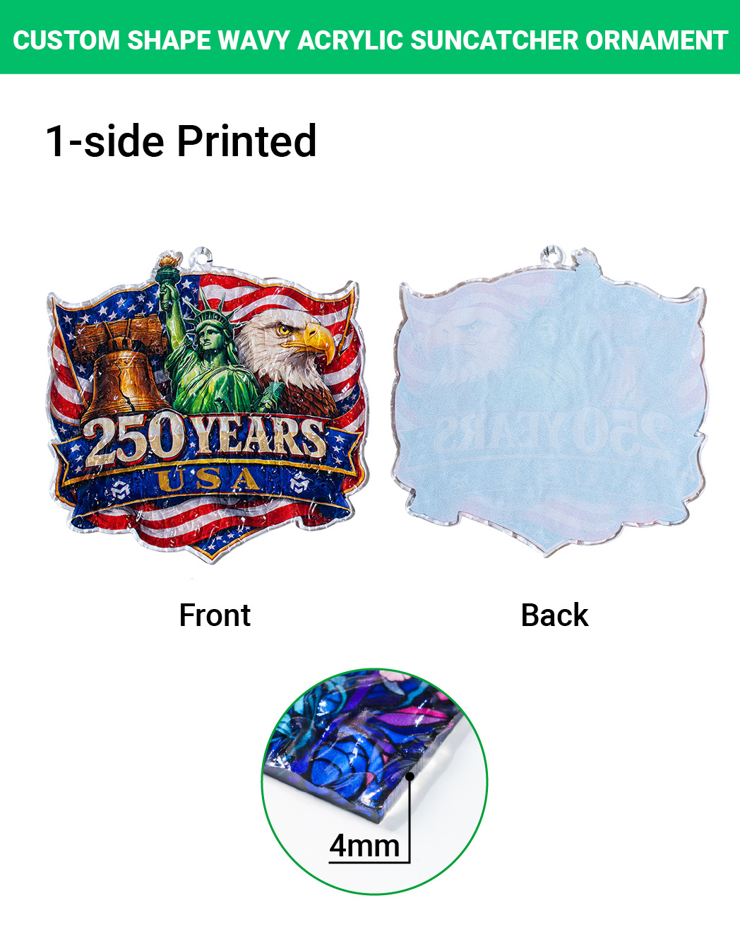 Custom Shape Wavy Acrylic Suncatcher Ornament