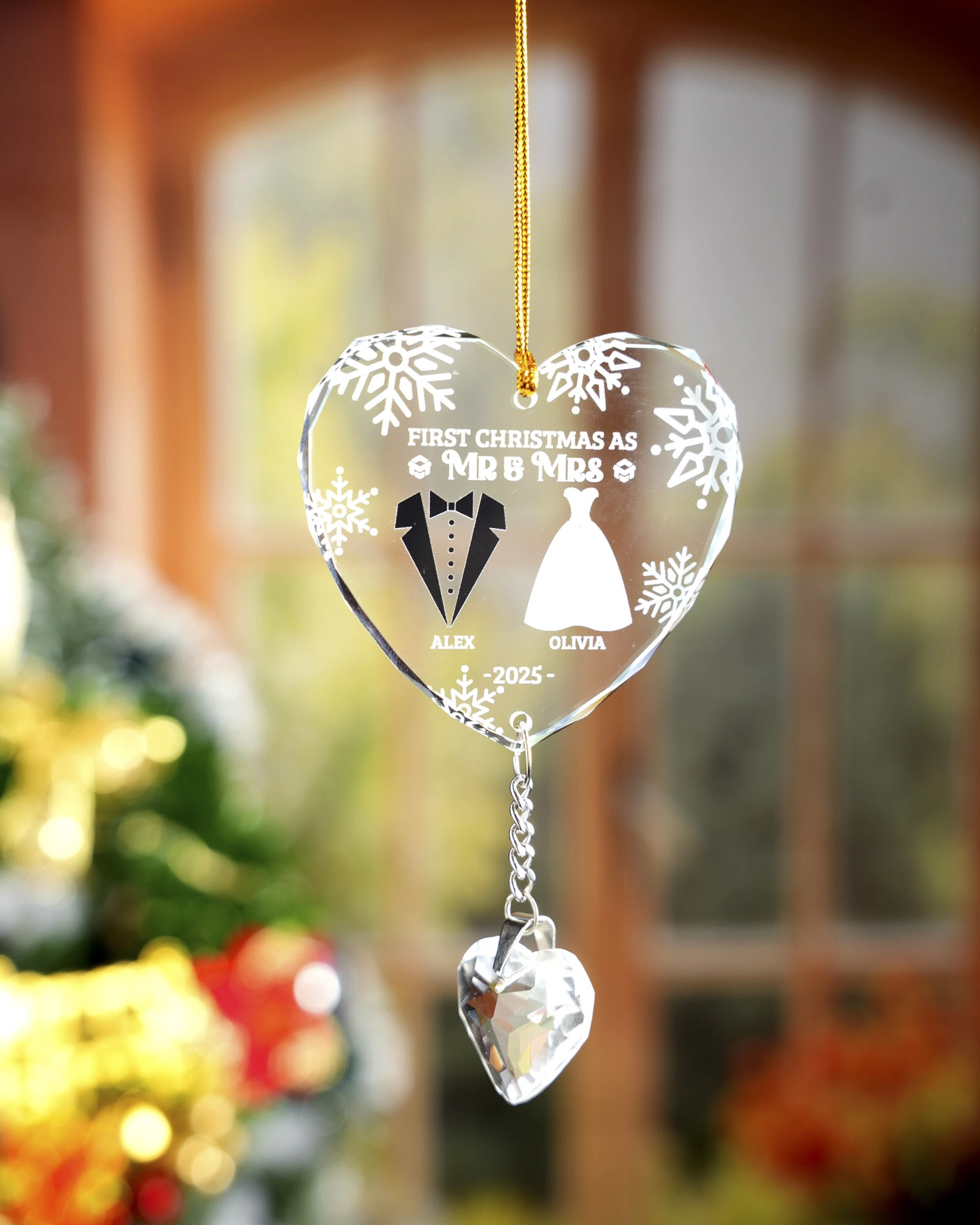 Glass Ornament With Crystal Charm
