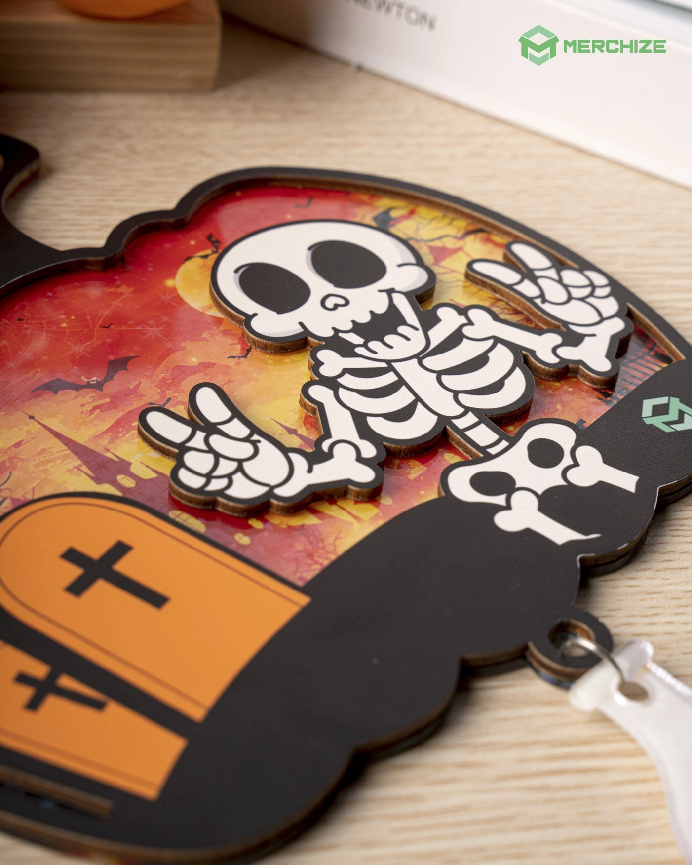 Custom Shape Wood and Hologram Acrylic  Ornament With 2 Charms