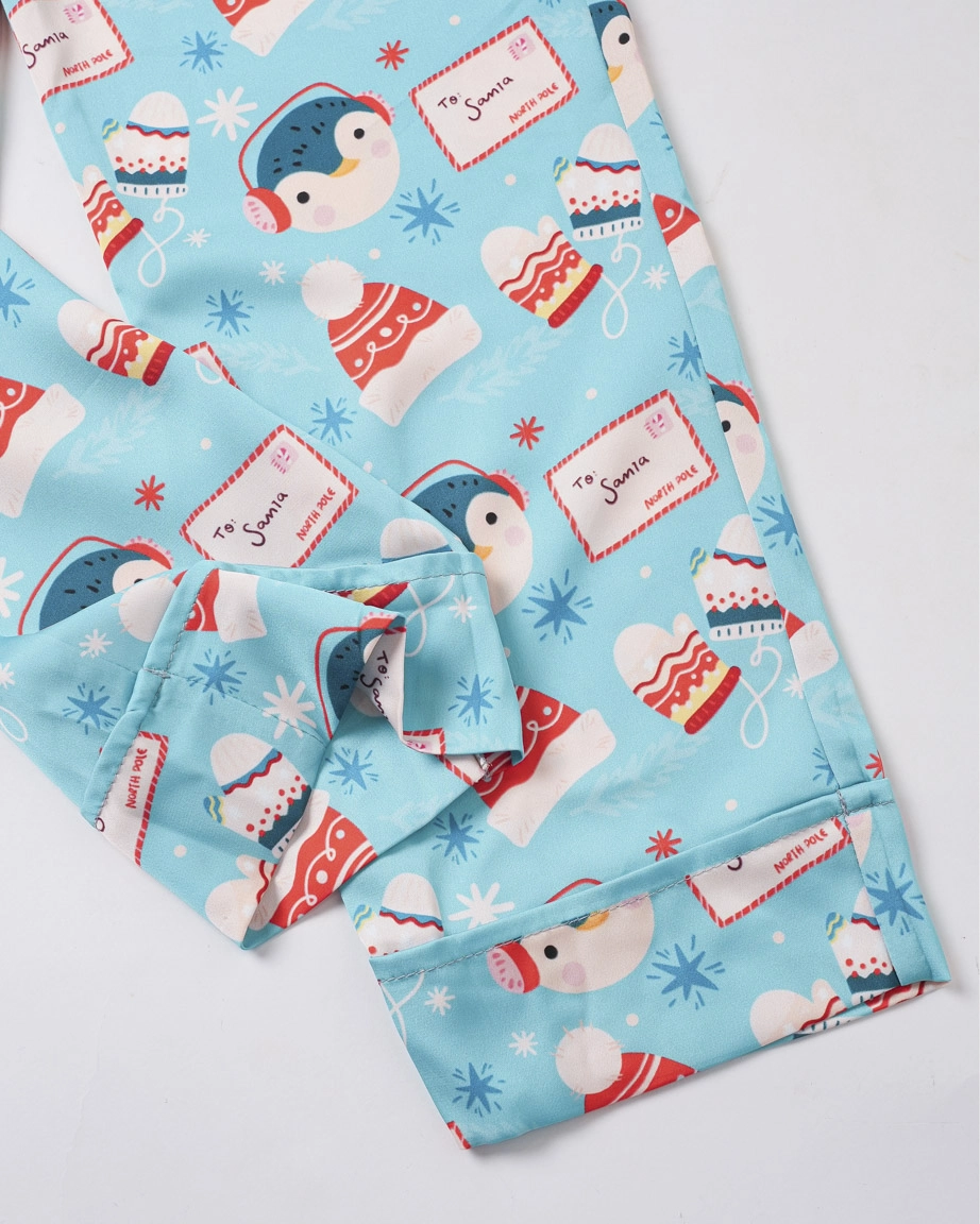 All-over Print Kid Satin Pajamas Set (No Pocket)