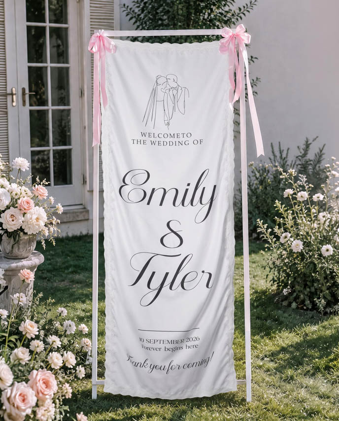Linen Lace Welcome Banner