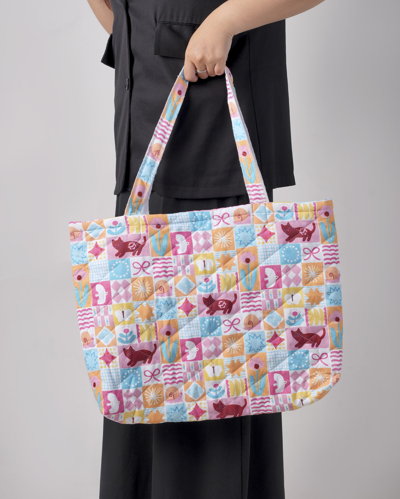 All-over Print Quilted Tote Bag