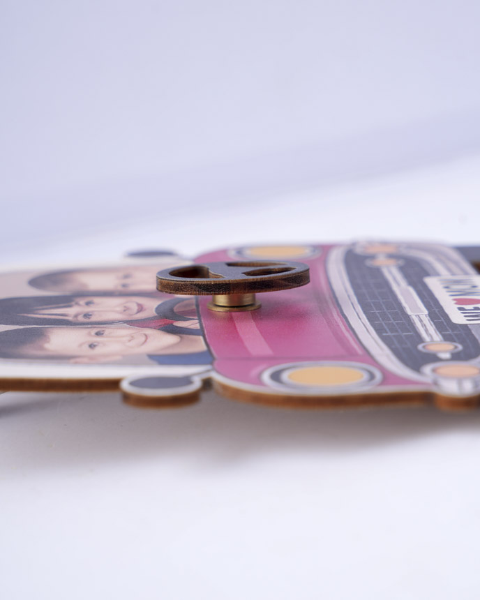 Custom Shape Wood Car Clip With Spinning Charm