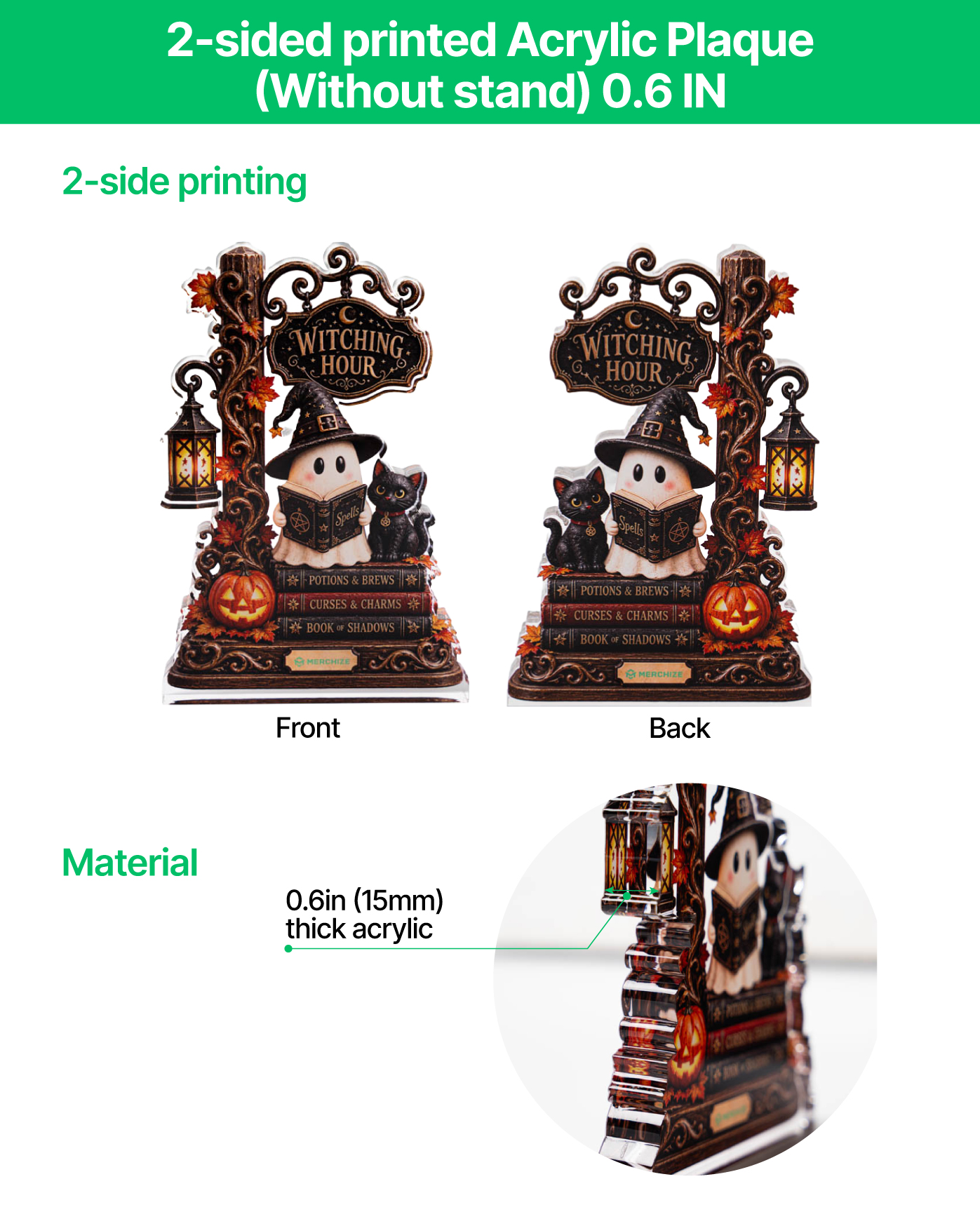 2-sided printed Acrylic Plaque (without stand) 0.6 IN
