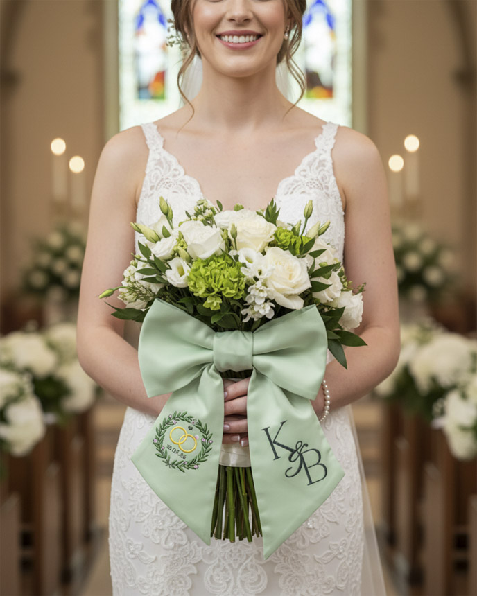 Embroidered Door Wreath Sash