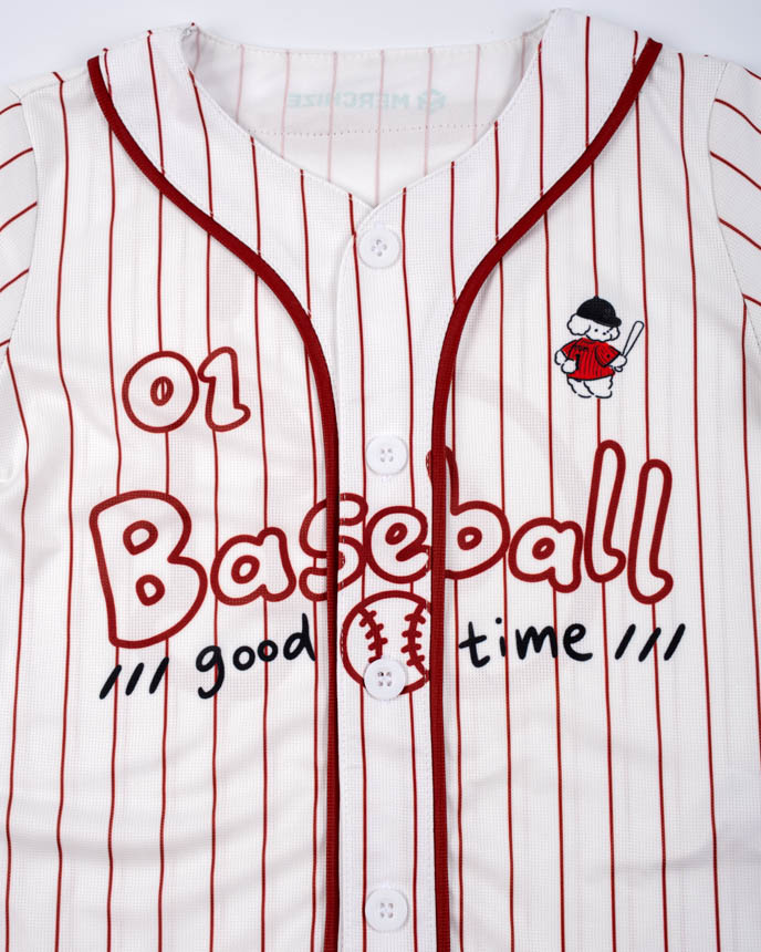 All-over Print Kids and Youth Baseball Jersey (White Buttons)