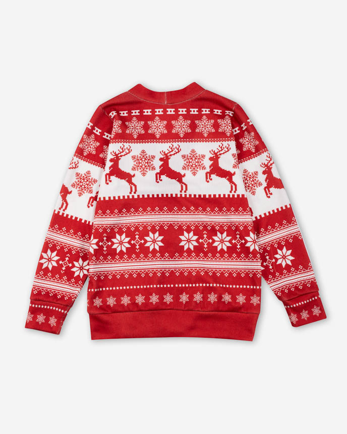 All-over Print Youth Knitted Cardigan (White Buttons)