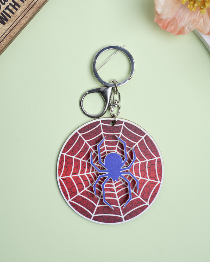 Custom Shape Wood Keychain With Spinning Charm