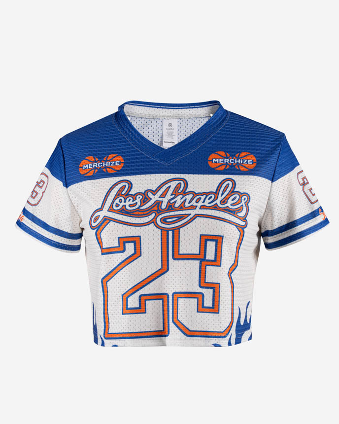 All-over Print Mesh V-neck Crop Top Jersey