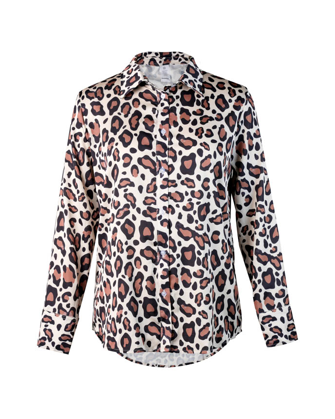 All-over Print Women’s Satin Button Down Shirt 