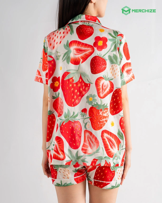 All-over Print Satin Short-Sleeve Pajamas Set