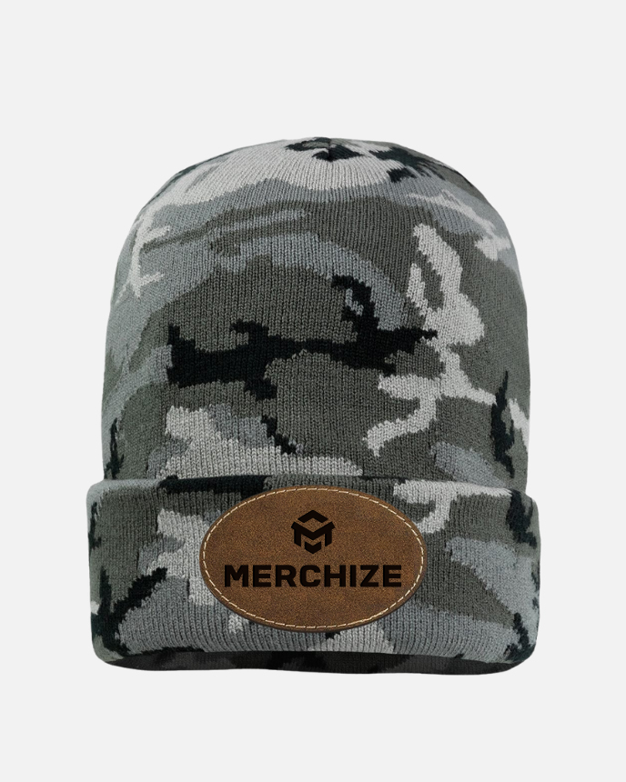 Engraved Leather Patch Beanie SP12 (Made in US) 