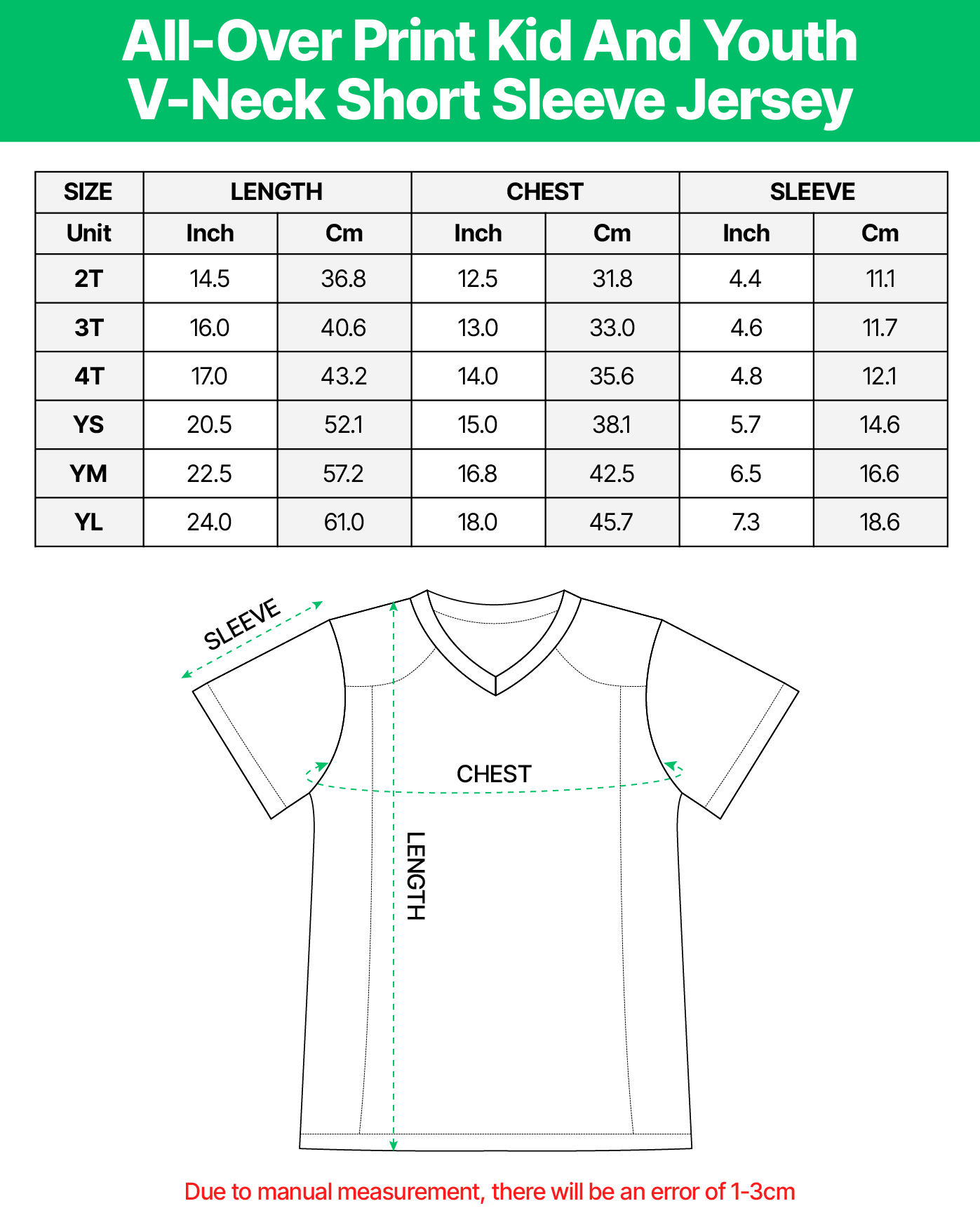 All-over Print Kid And Youth V-Neck Short Sleeve Jersey