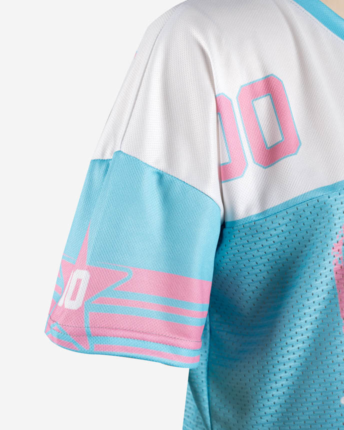 All-over Print V-Neck Hybrid Mesh Crop Top Football Jersey (Midweight)