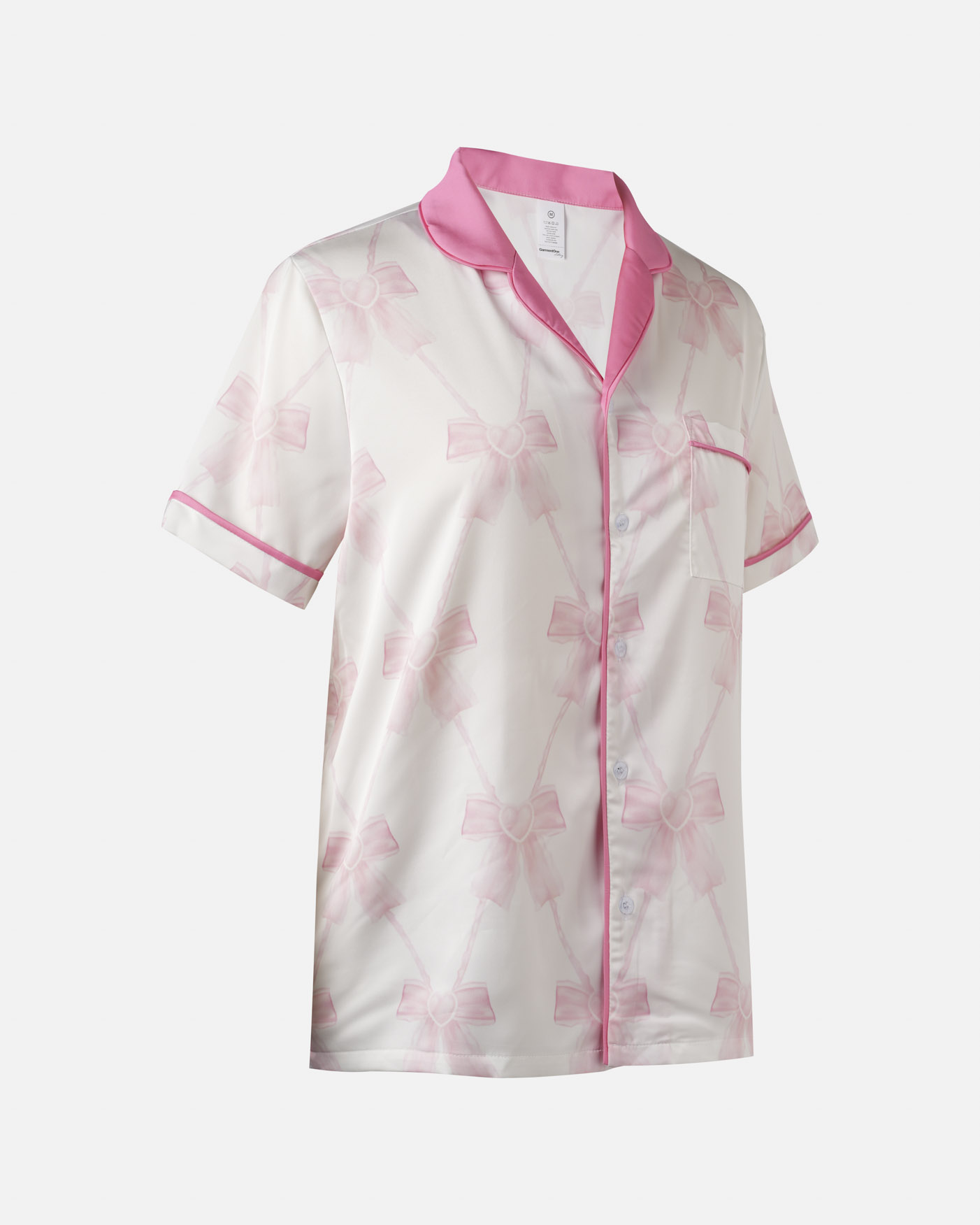 All-over Print Satin Short-Sleeve Pajama Shirt
