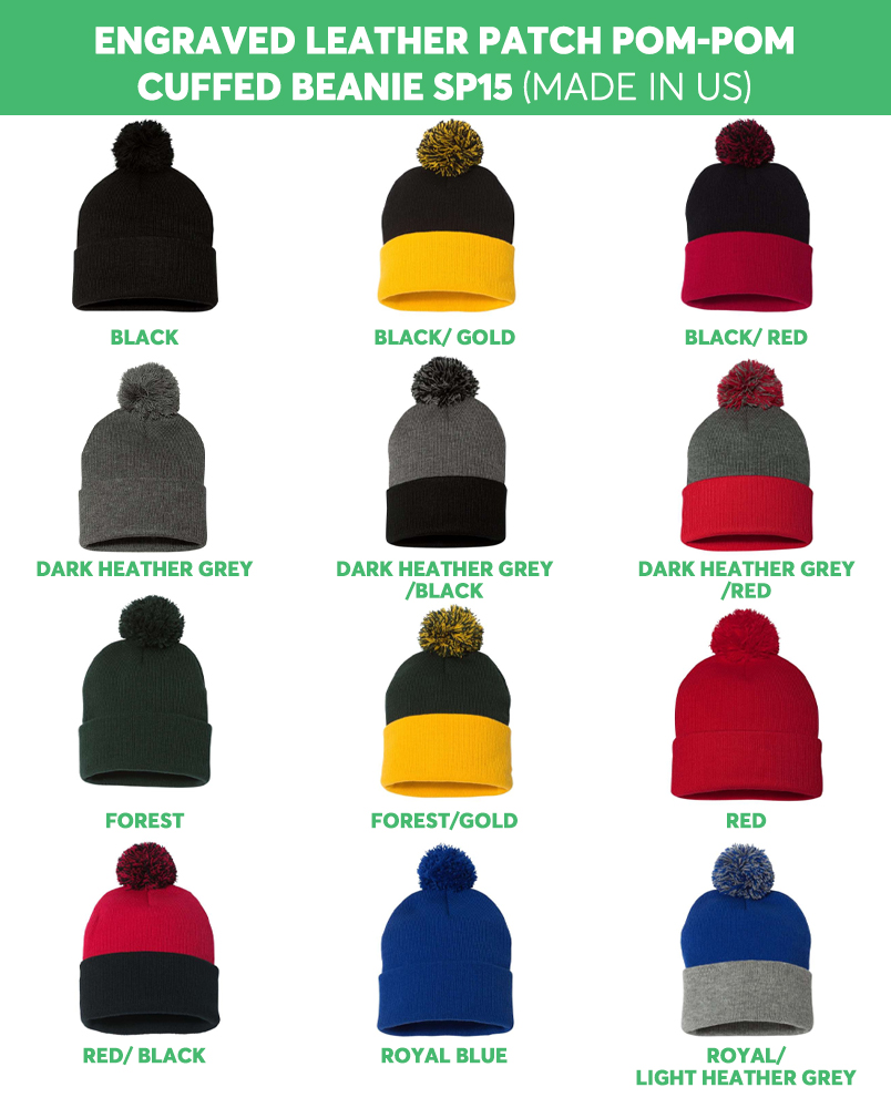 Leather Patch Pom-Pom Cuffed Beanie SP15 (Made in US) 