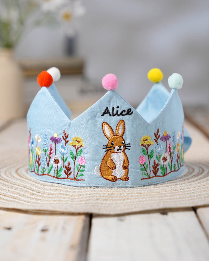 Embroidered Linen Crown