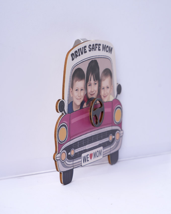Custom Shape Wood Car Clip With Spinning Charm