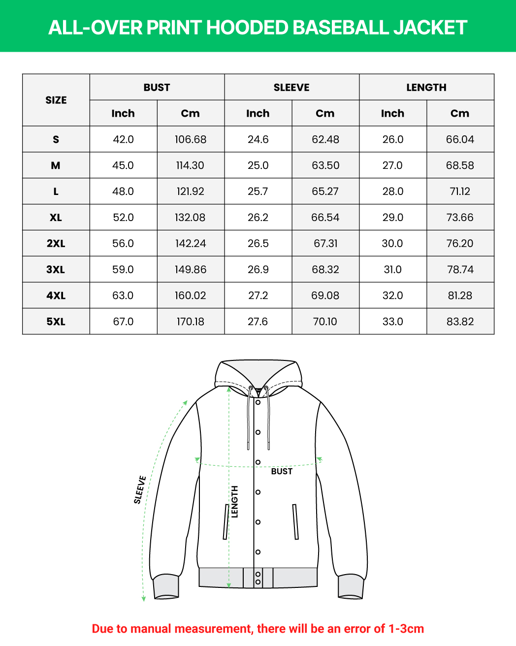 All-over Print Hooded Baseball Jacket