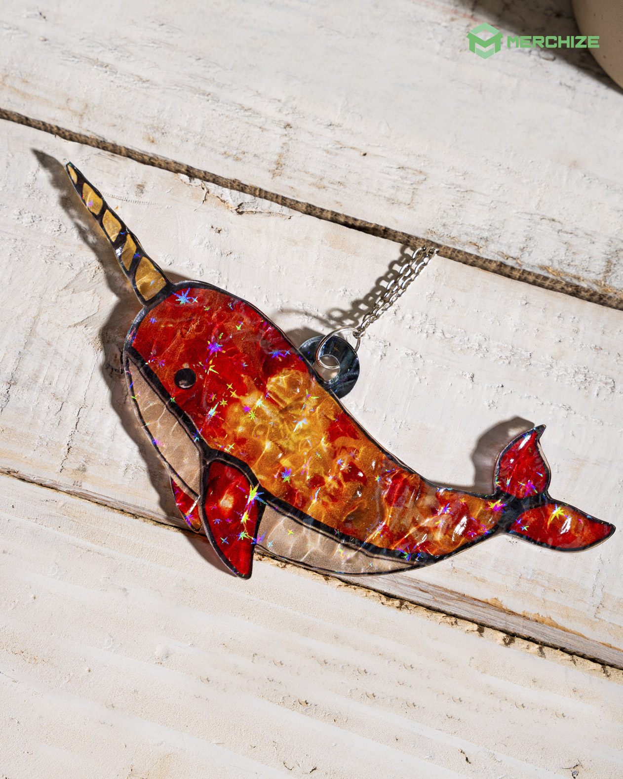 Custom Shape Wavy Hologram Suncatcher Ornament