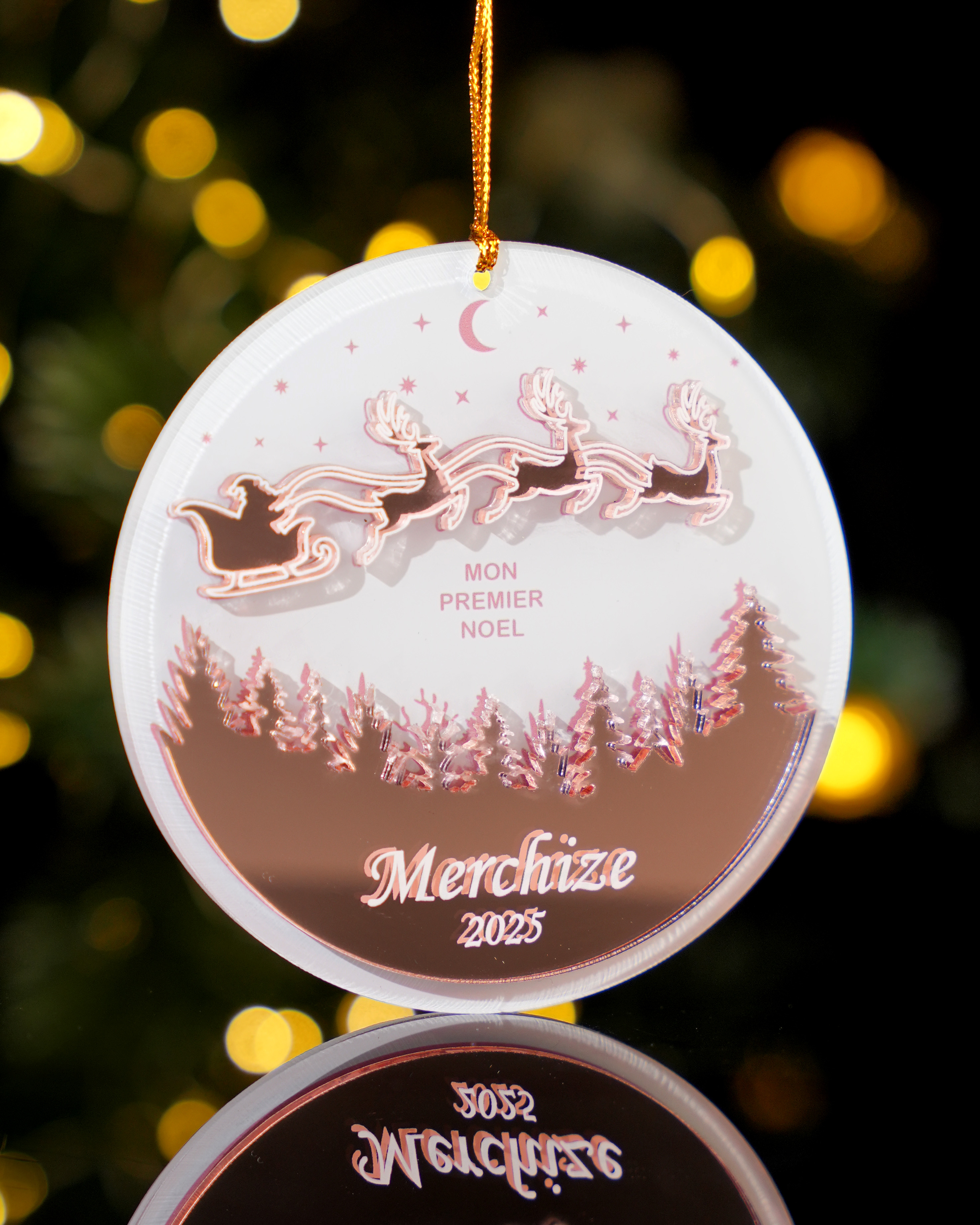 Custom Shape Layered Acrylic Mirror Ornament 