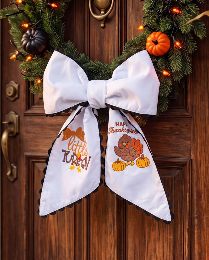Embroidered Lace Door Wreath Sash