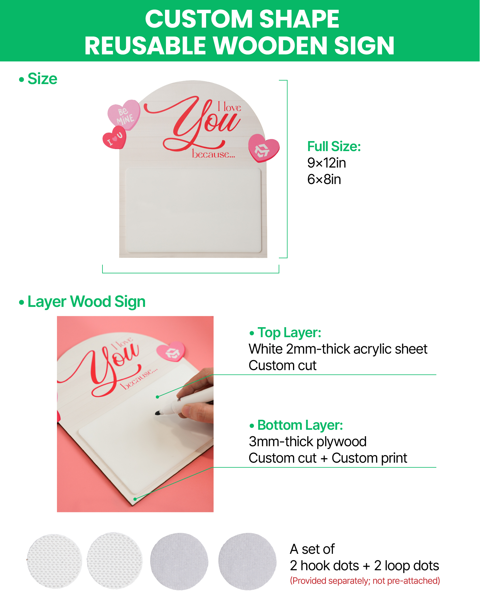 Custom Shape Reusable Wooden Sign