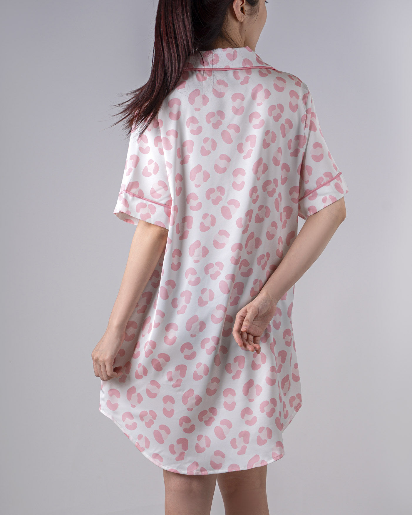 All-over Print Women’s Satin Pajama Shirt Dress