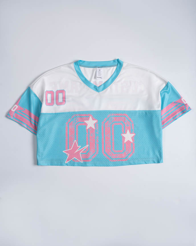 All-over Print V-Neck Hybrid Mesh Crop Top Football Jersey (Midweight)