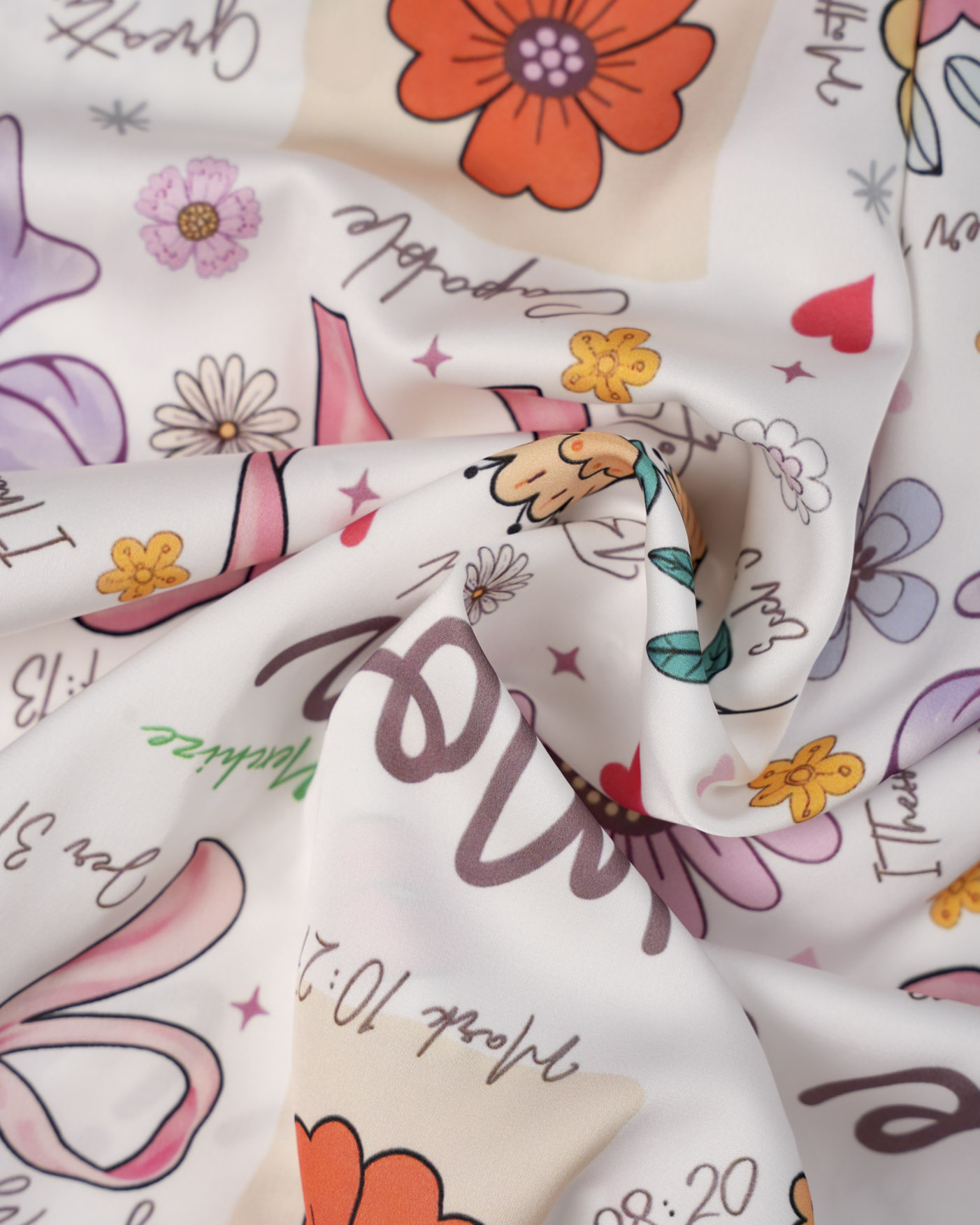 All-over Print Satin Long-Sleeve Pajama Shirt