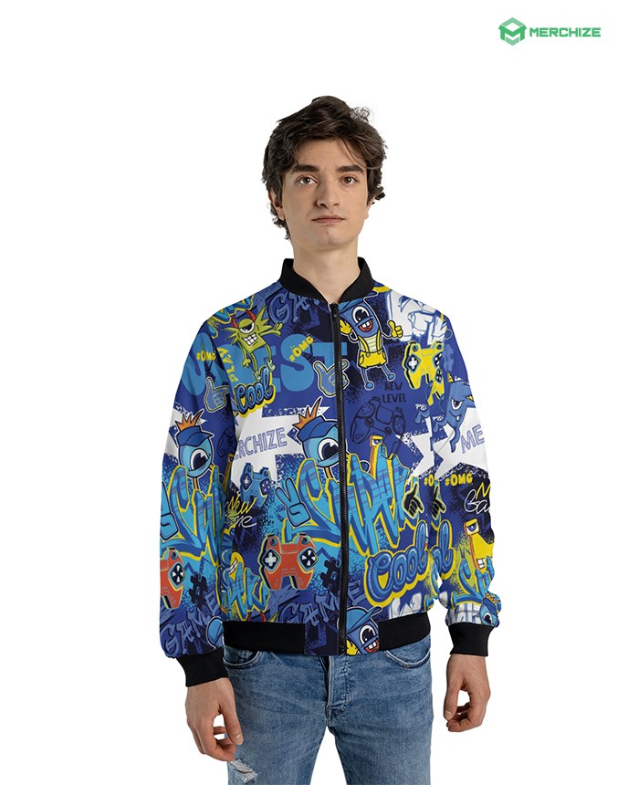 All over hot sale print denim jacket