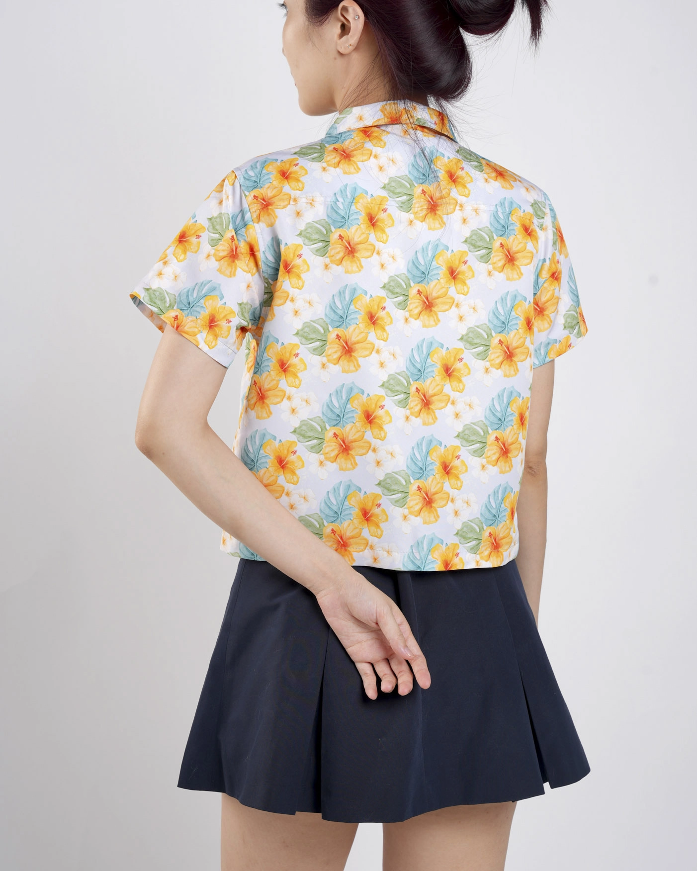All-over Print Womens' Crop Hawaiian Shirt