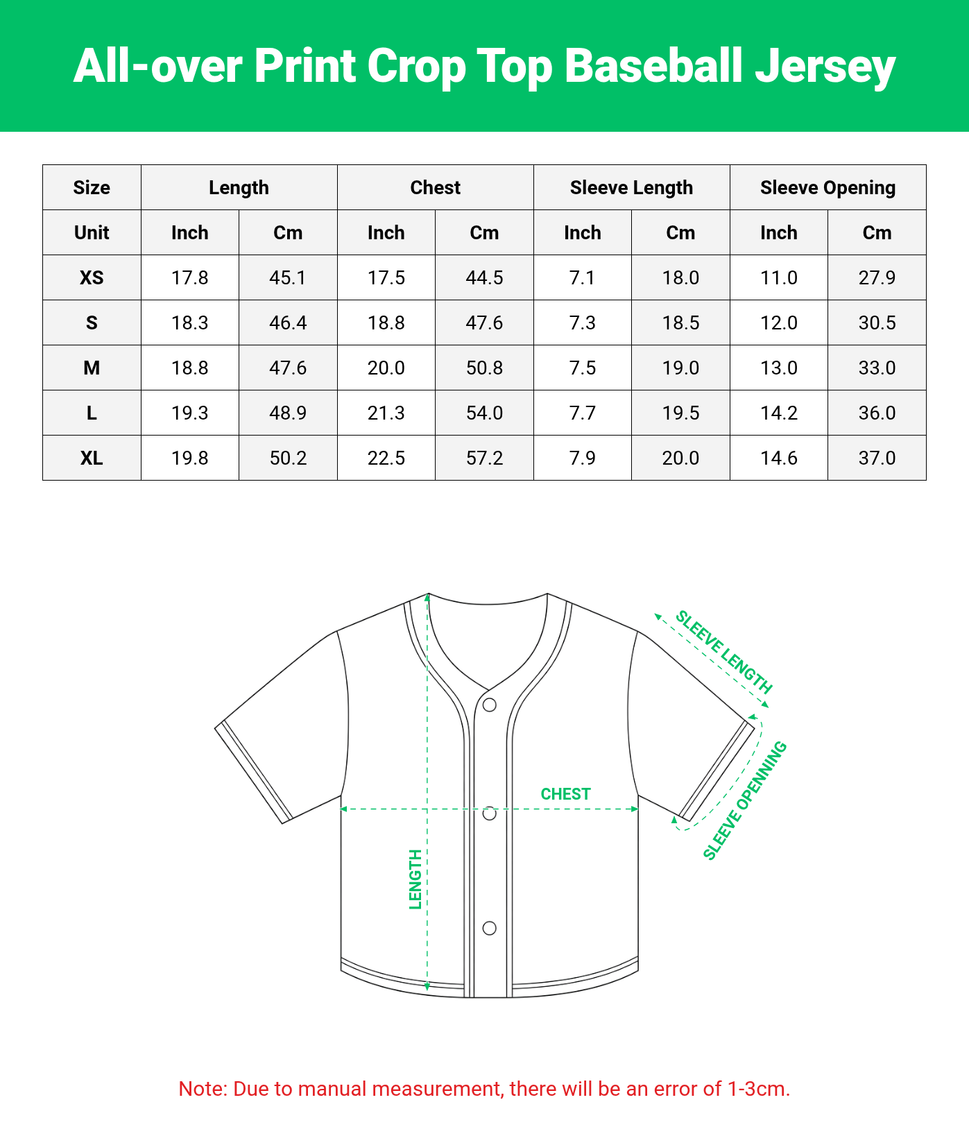 All-over Print Crop Top Baseball Jersey