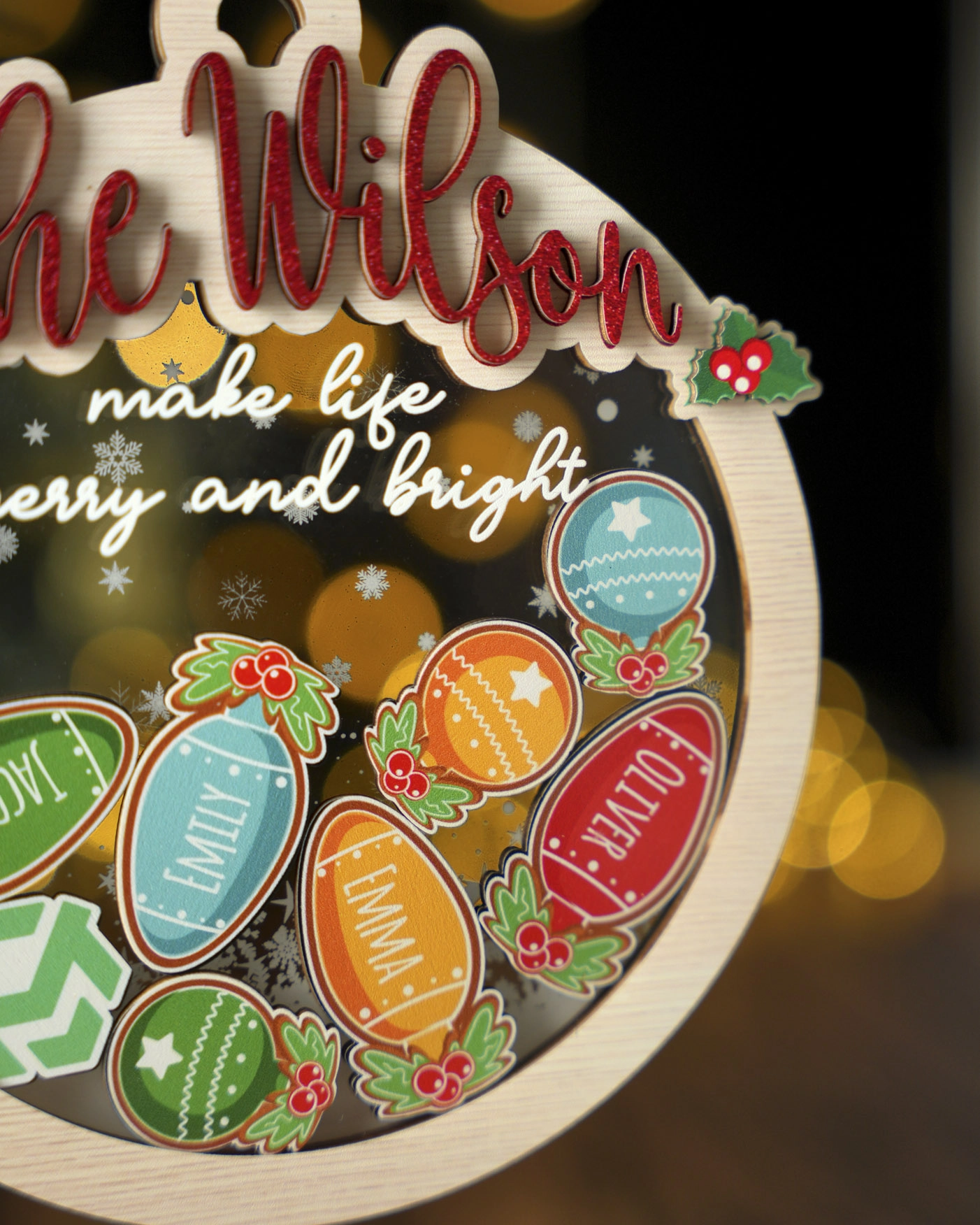 4-Layer Wood and Acrylic Shaker Ornament