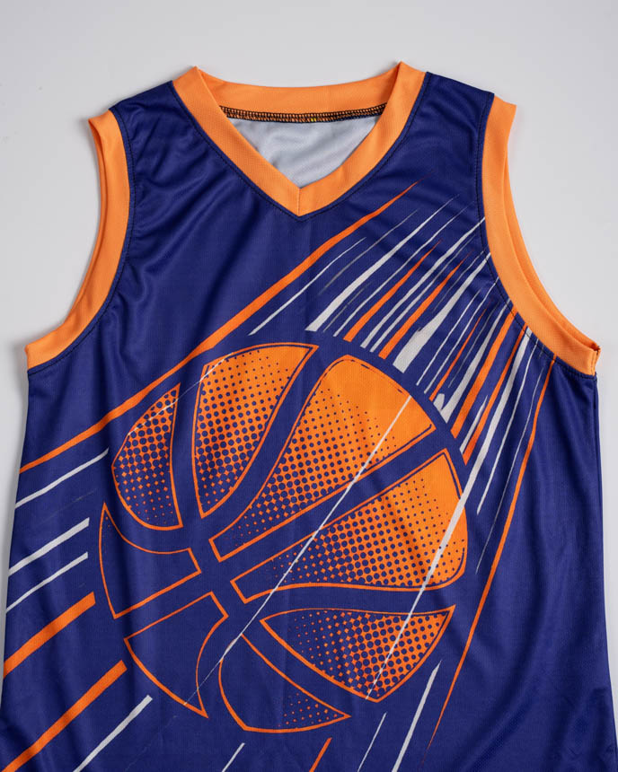All-over Print Kid and Youth Basketball V-neck Jersey Set