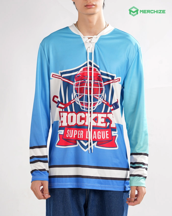All-over Print Lace Neck Hockey Jersey