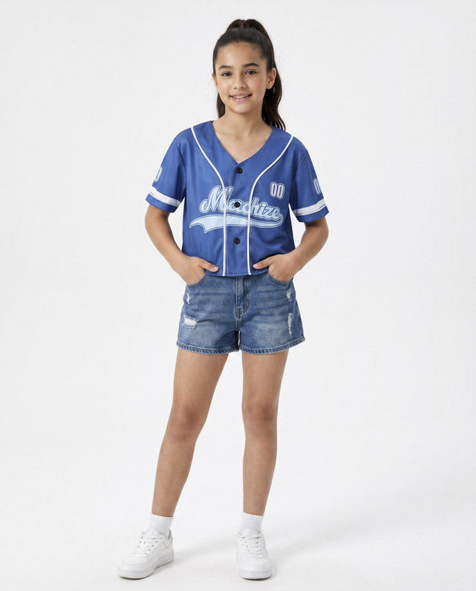 All-over Print Youth Crop Top Baseball Jersey