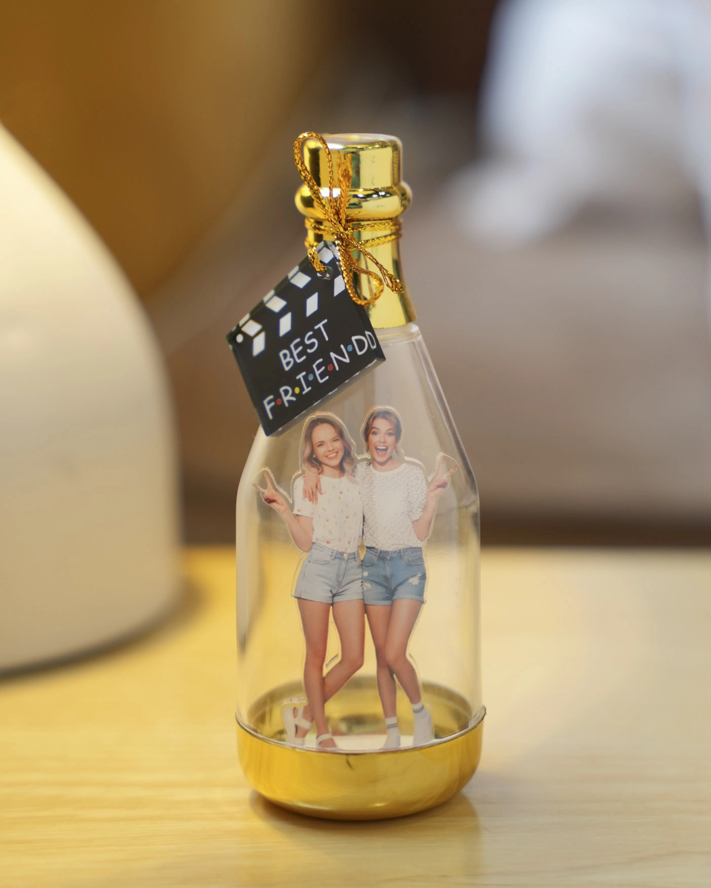  Bottle with Custom Shape Acrylic Standee and Tag