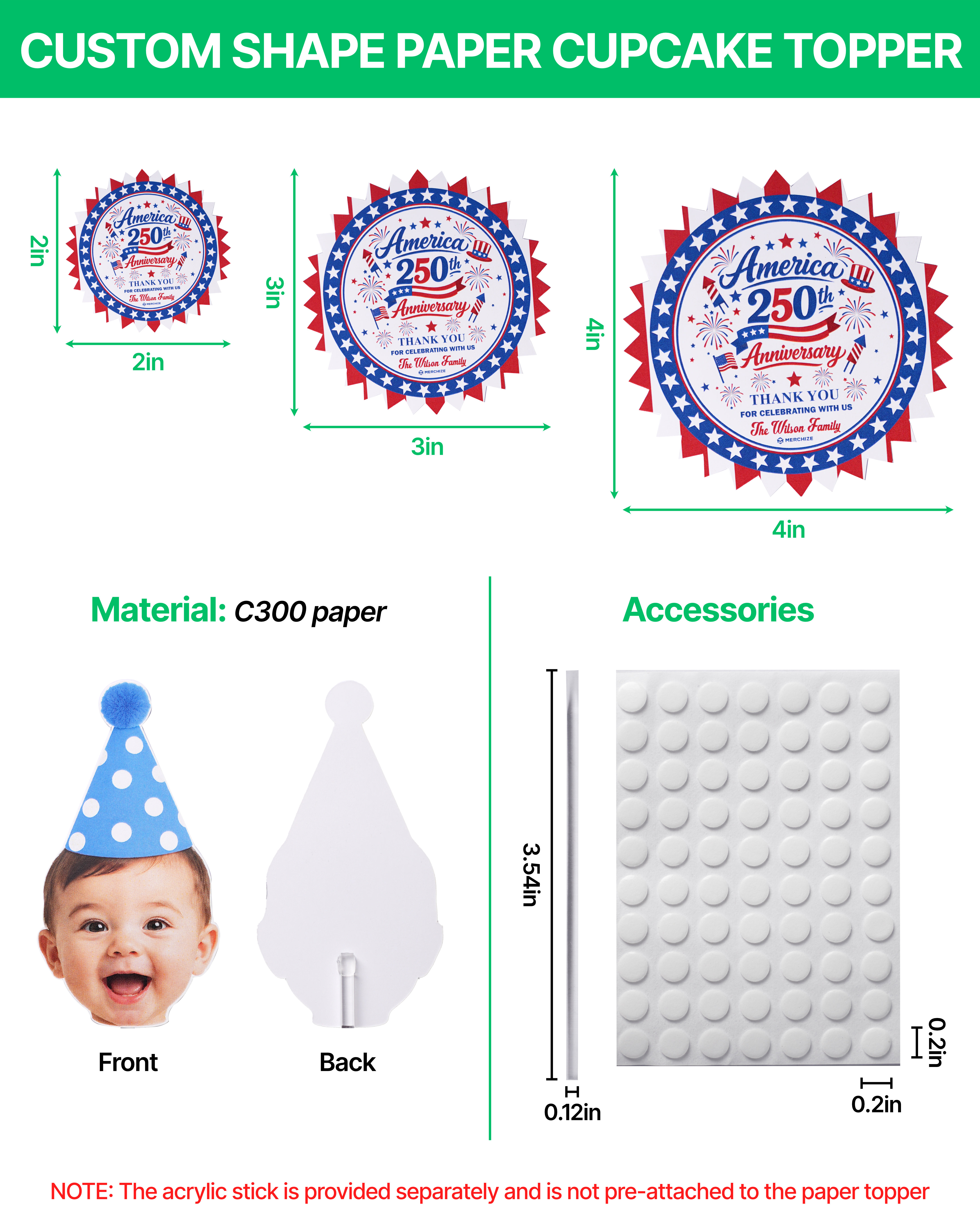 Custom Shape Paper Cupcake Topper